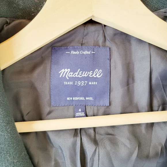 Madewell City Grid Asymmetrical Zip Wool Coat - Picture 5 of 8